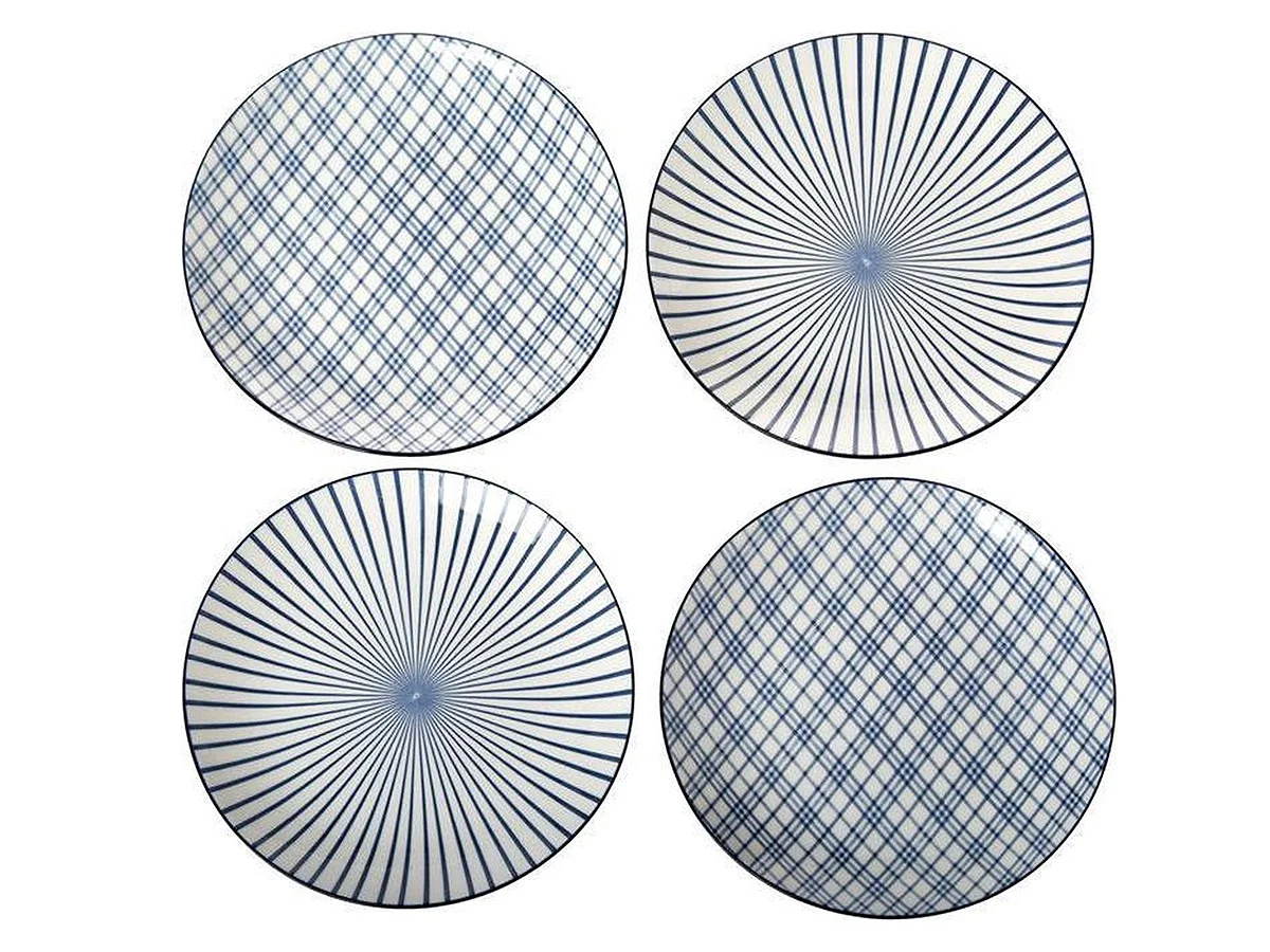 Pols Potten Check Stripes Set di 4 piatti