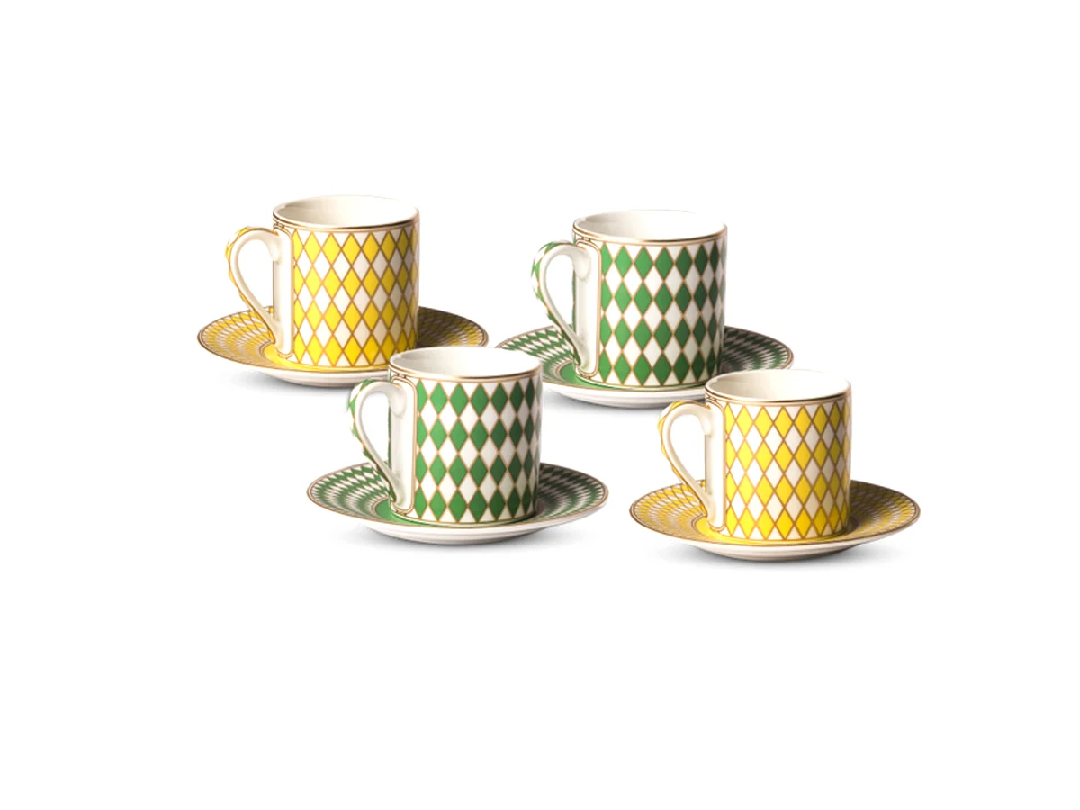 Pols Potten Chess Tazze da Caffè Espresso - Set da 4