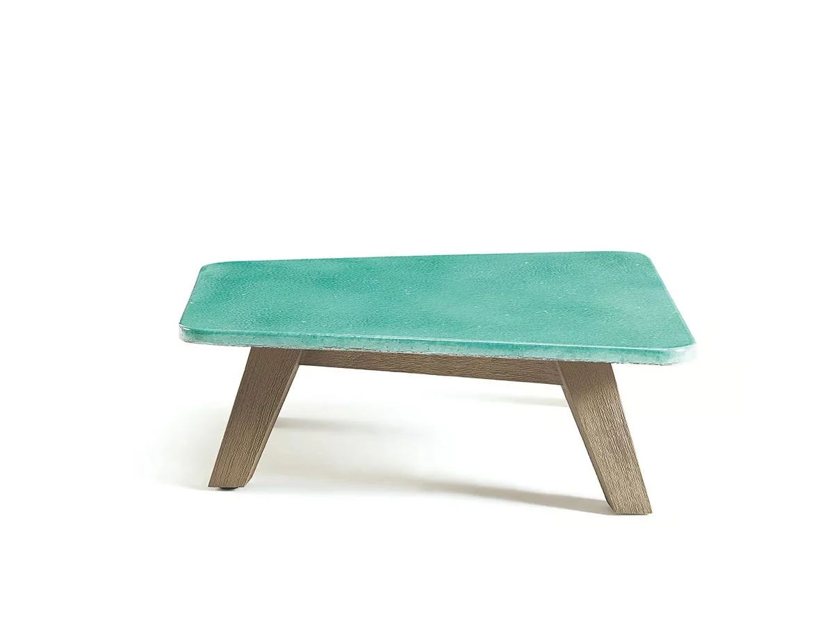 Ethimo Rafael Tavolino 68x70 - Teak Decapato / Smeraldo