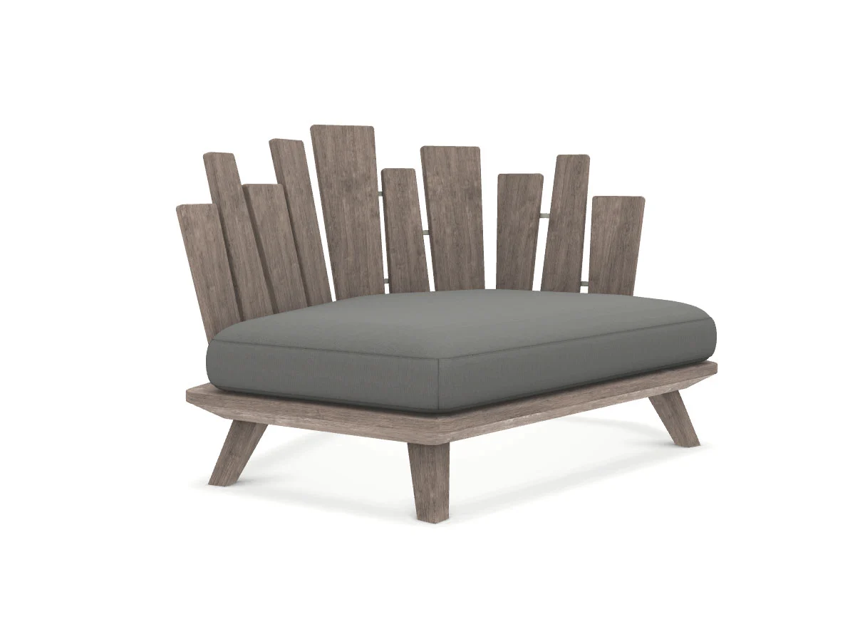 Ethimo Rafael Poltrona Lounge Sinistra - Teak Decapato / Grigio Hydro + Cover
