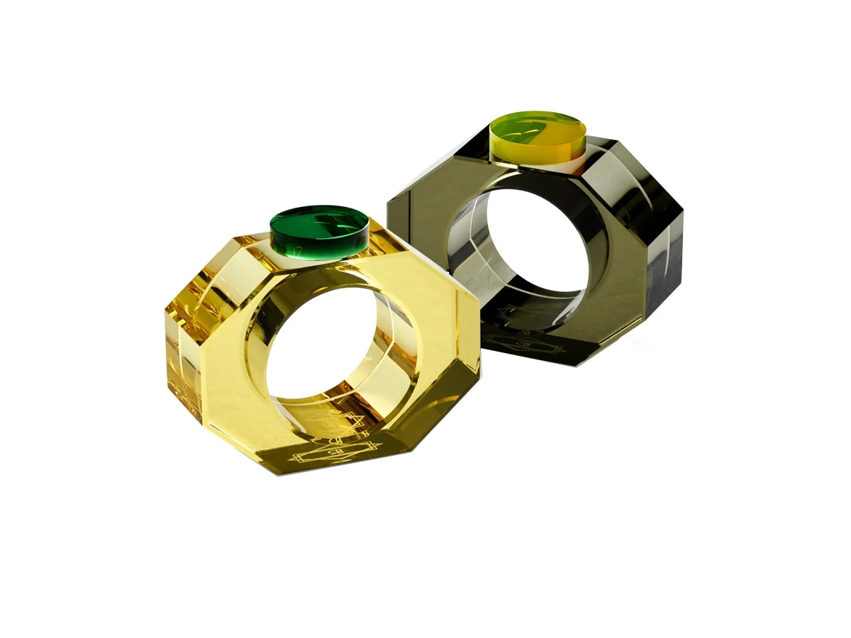 Reflections Copenhagen Shelby Anelli Portatovagliolo Yellow/Green & Grey/Neon Yellow – Set di 2
