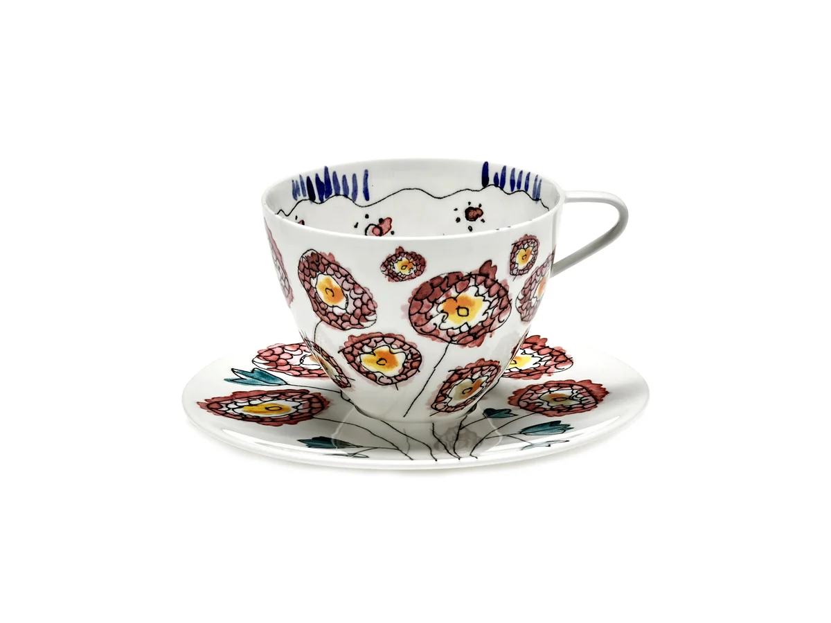 Serax Midnight Flowers Tazza da cappuccino con piattino