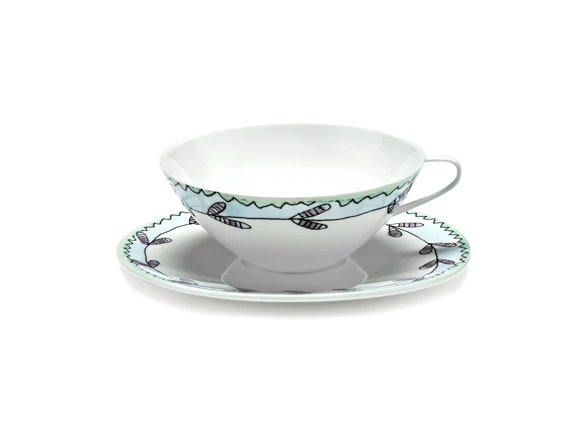 Serax Midnight Flowers Tazza da tè con piattino