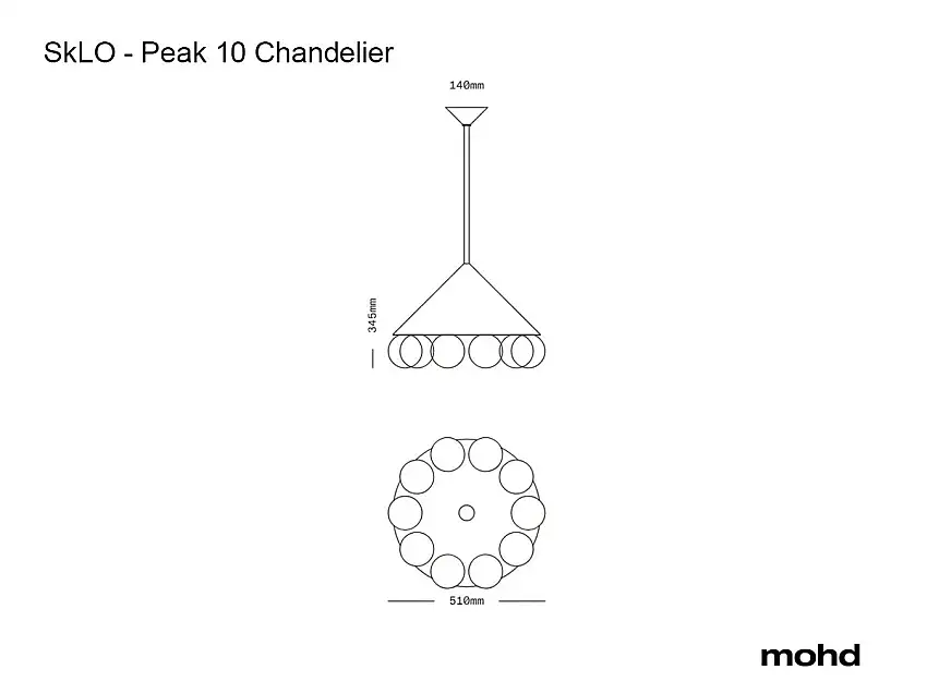 SkLO Peak 10 Chandelier – Ossidato Scuro