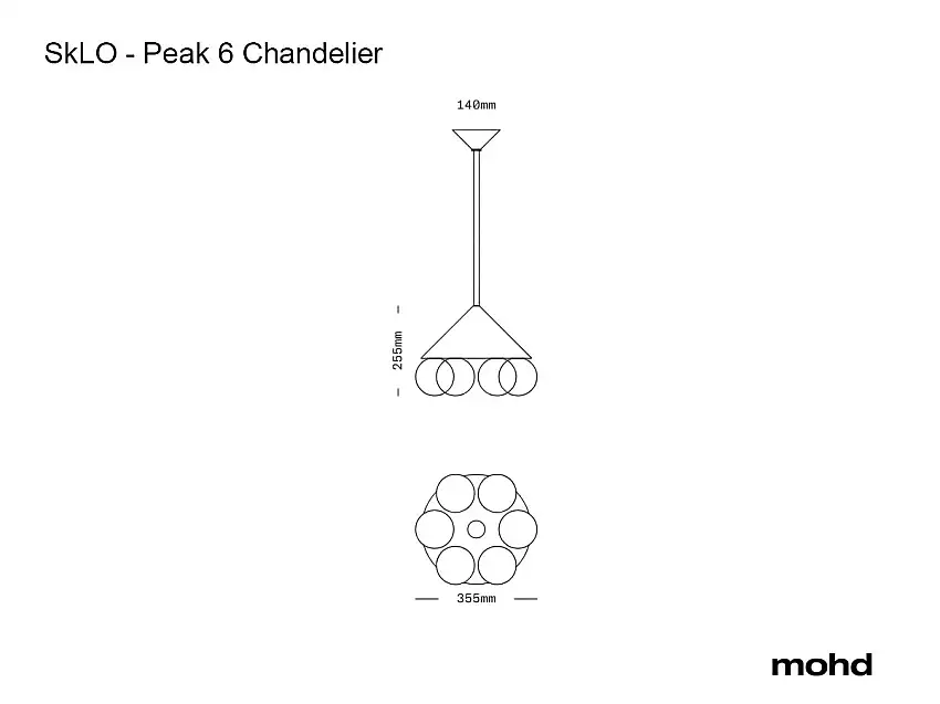 SkLO Peak 6 Chandelier – Ossidato Scuro