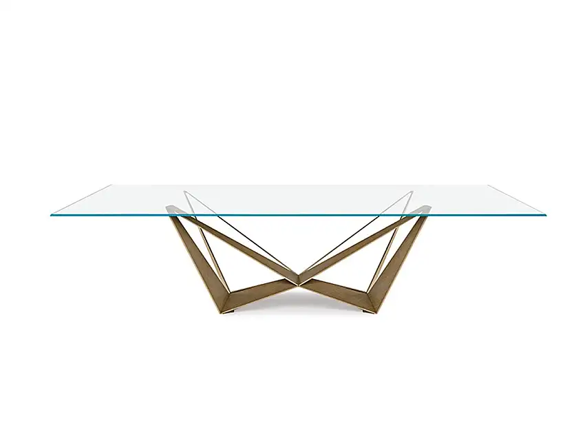 Cattelan Italia SkorpioTavolo - 240x120 Bronzo Spazzolato / Trasparente Extrachiaro