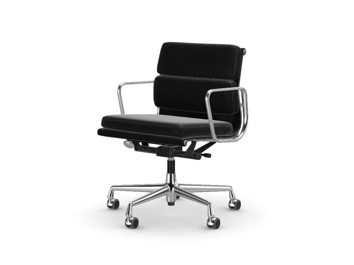 Vitra Soft Pad Chair EA 217 Sedia - Pelle Premium Nero/Cromo