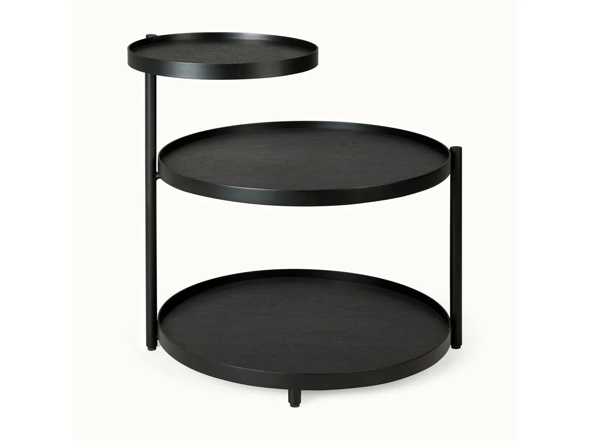Ethnicraft Swivel Tavolino di Servizio - Legno Verniciato Nero / Rotondo S