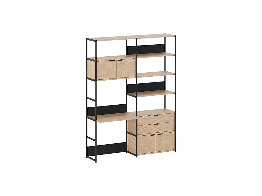TipToe Unit Ripiano da Scrivania L. 164 cm - H. 215 cm con 2 Porte 1 Cassetto