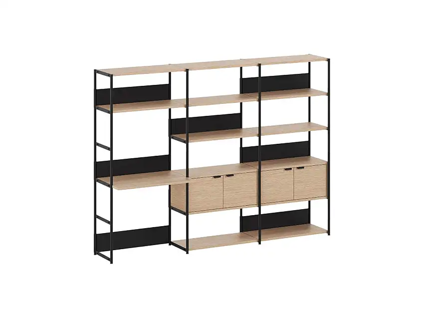 TipToe Unit Sistema scaffali da scrivania L. 244 cm - H. 180 cm con 2 Ante