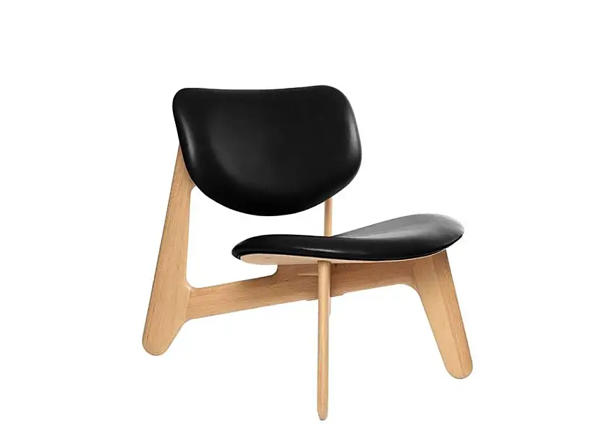 Tom Dixon Slab Poltrona Lounge - Legno Naturale / Pelle Nera