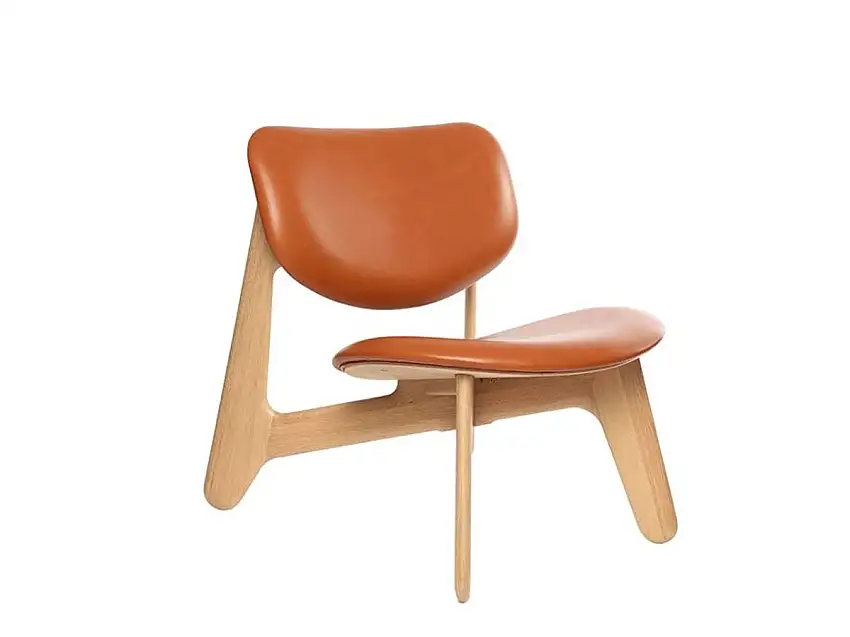 Tom Dixon Slab Poltrona Lounge - Legno Naturale / Pelle Cognac