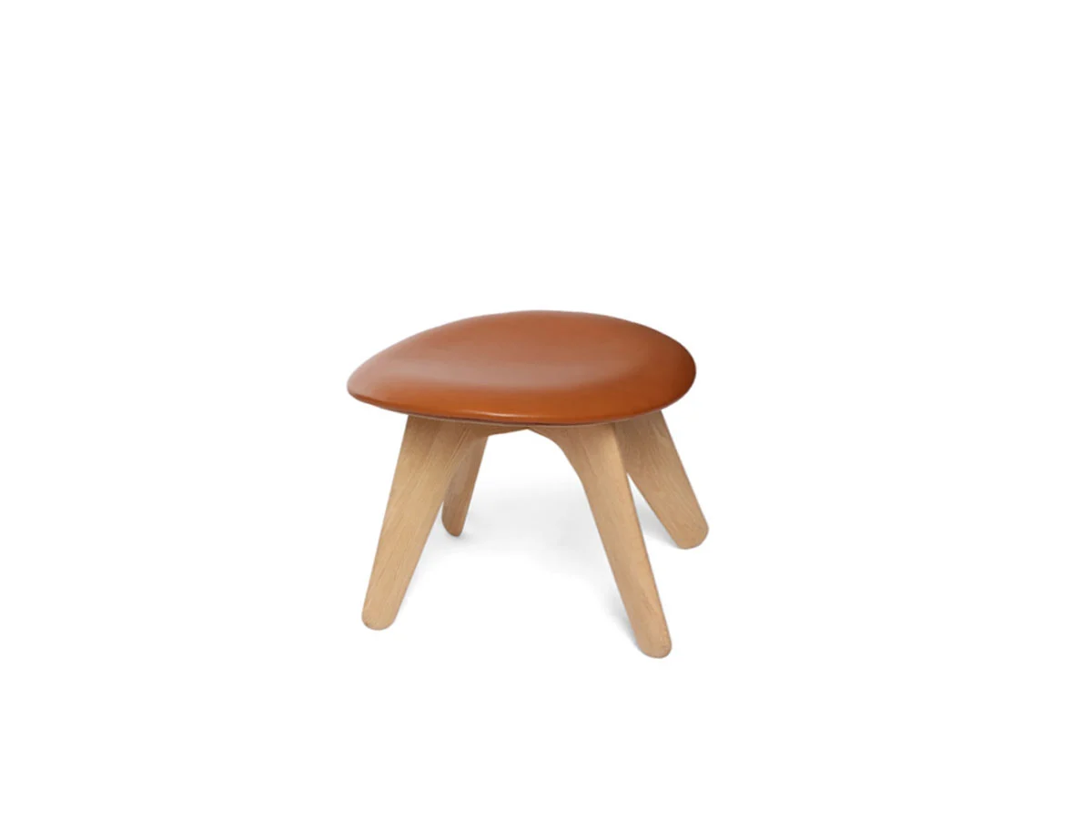 Tom Dixon Slab Ottoman - Legno Naturale / Pelle Cognac