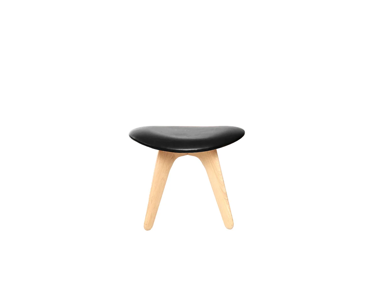 Tom Dixon Slab Ottoman - Legno Naturale / Pelle Nera