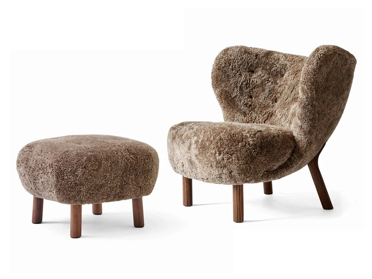 &Tradition Little Petra Poltrona Lounge & Pouf - Noce / Sheepskin Sahara