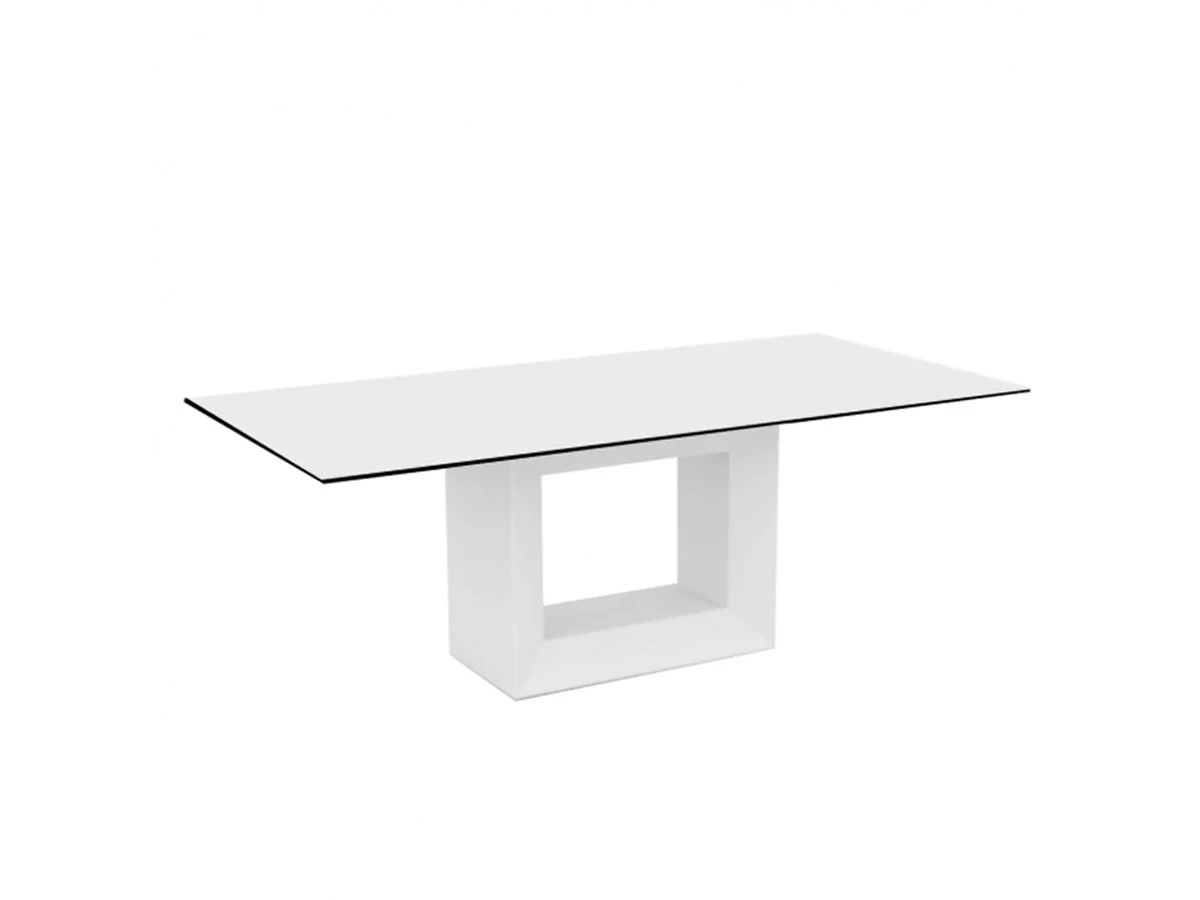 Vondom Vela Tavolo Outdoor - L. 200 cm - Bianco con base LED - Bordo HPL Nero
