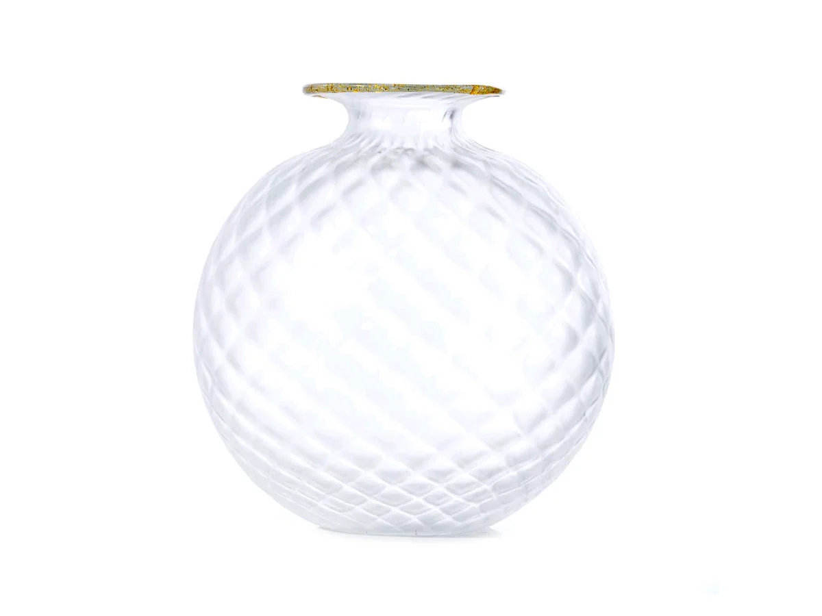 Venini Monofiore Balloton 100.29 Vaso Sabbiato Cristallo/Foglia Oro
