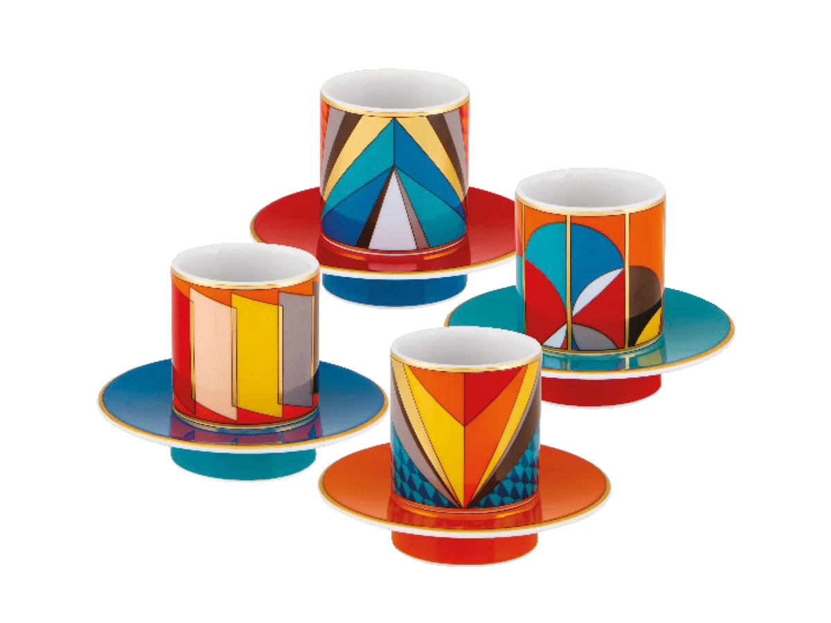 Vista Alegre Futurismo Tazzina da caffè con piattino - Set da 4